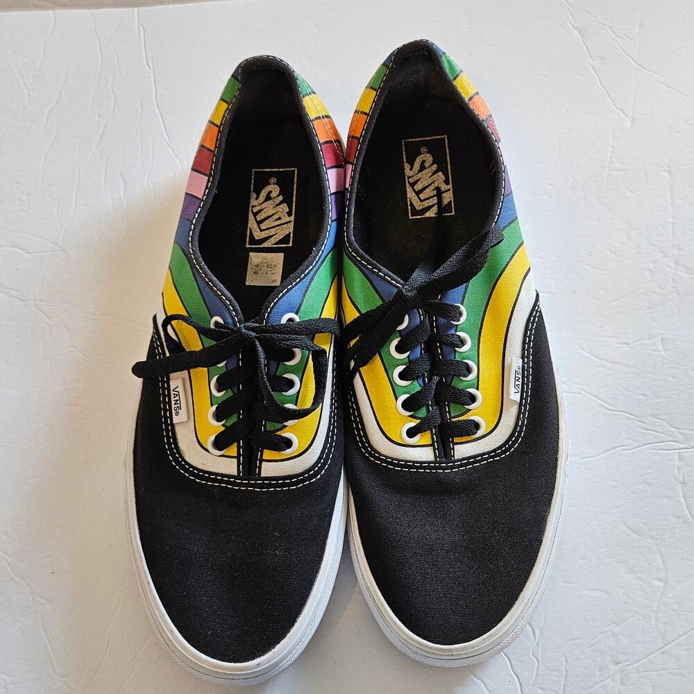 Vans Authentic Rainbow Refract Black Multi Skateboard Skate Shoes Men's‎ 12 - Picture 2 of 8